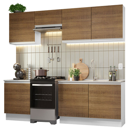 Cocina Integral 240cm Blanco/Marrón Glamy Madesa 09