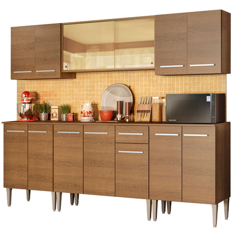 Cocina Integral 233cm Marrón Emilly Fire Madesa 03