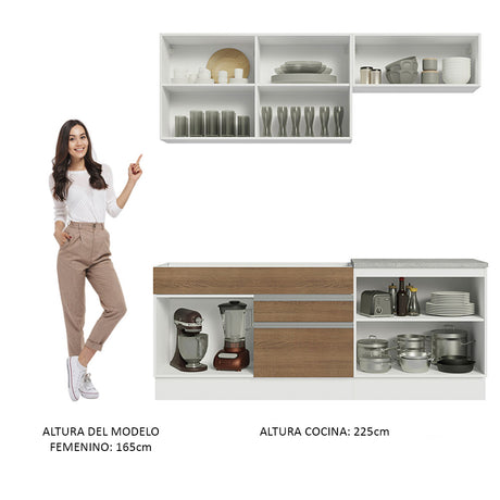 Cocina Integral 200cm Blanco/Marrón Glamy Madesa 07