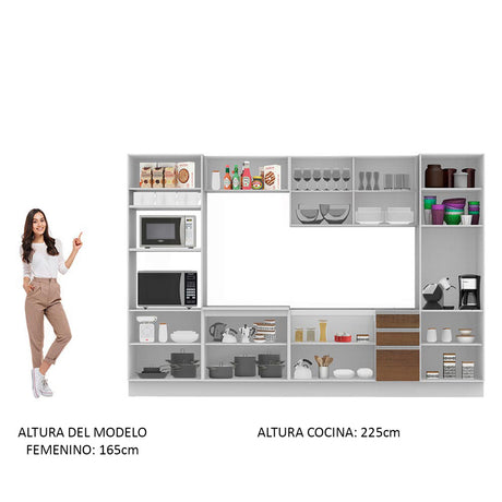 Cocina Integral 330cm Blanco/Marrón Glamy Madesa 01