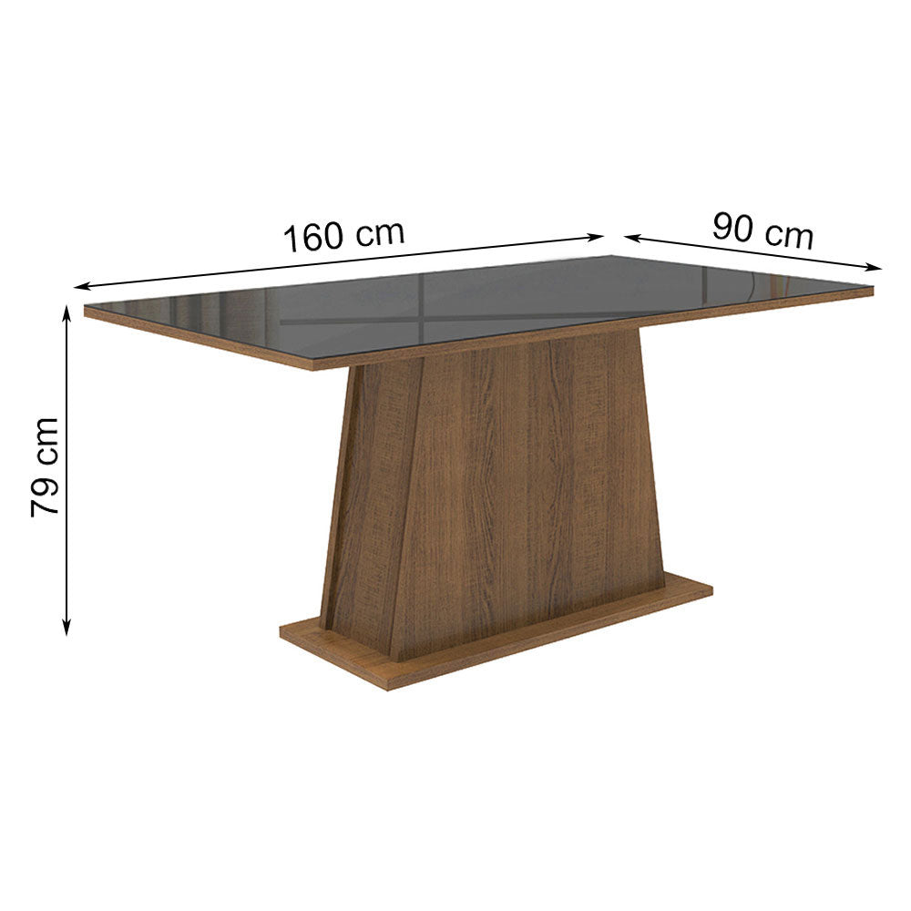 Mesa de Comedor Madesa Rectangular Tablero de Vidrio 5364 Marrón/Negro