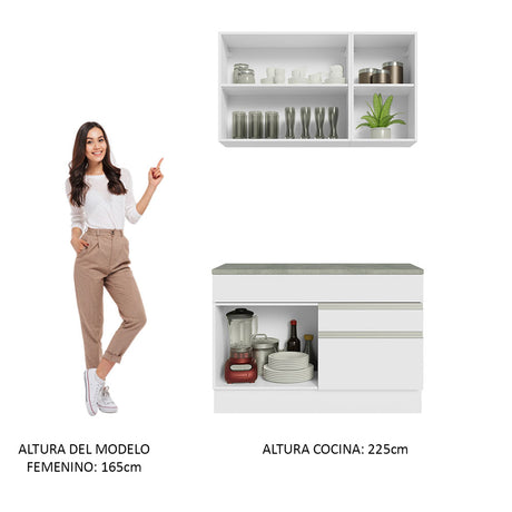 Cocina Compacta 120cm Blanco Glamy Madesa 08