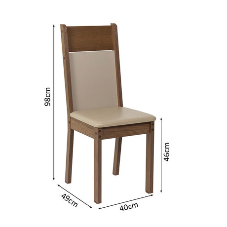 Juego de 6 Sillas 4280 Madesa Marrón/Crema/Sintético Beige