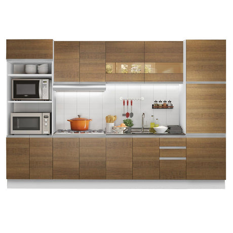 Cocina Integral 330cm Blanco/Marrón Glamy Madesa 02