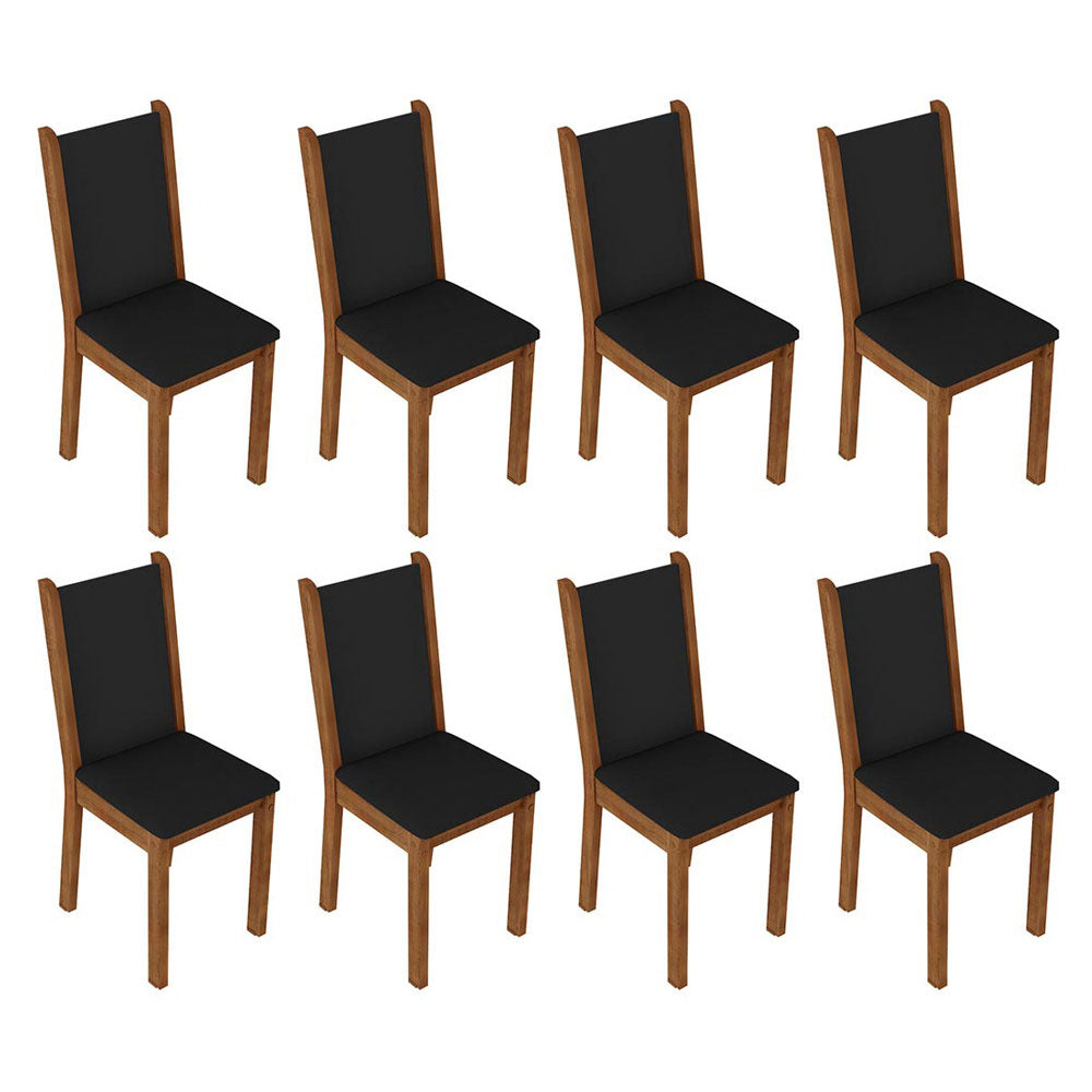 Juego de Comedor Mesa Tablero de Madera 8 Sillas Marrón/Negro Marisa Madesa
