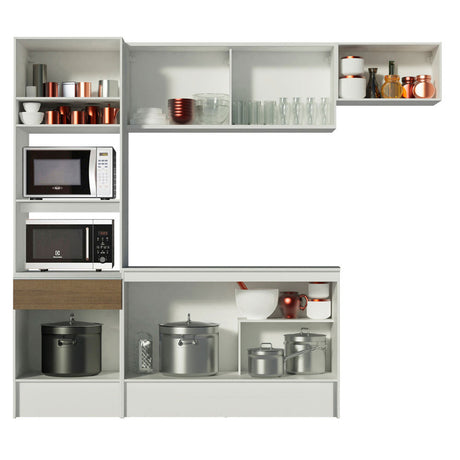 Cocina Integral 240cm Blanco/Marrón Diamante Madesa 02