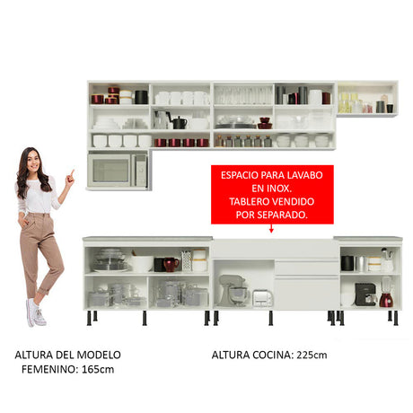 Cocina Integral 300cm Blanco Glamy Madesa 01SR