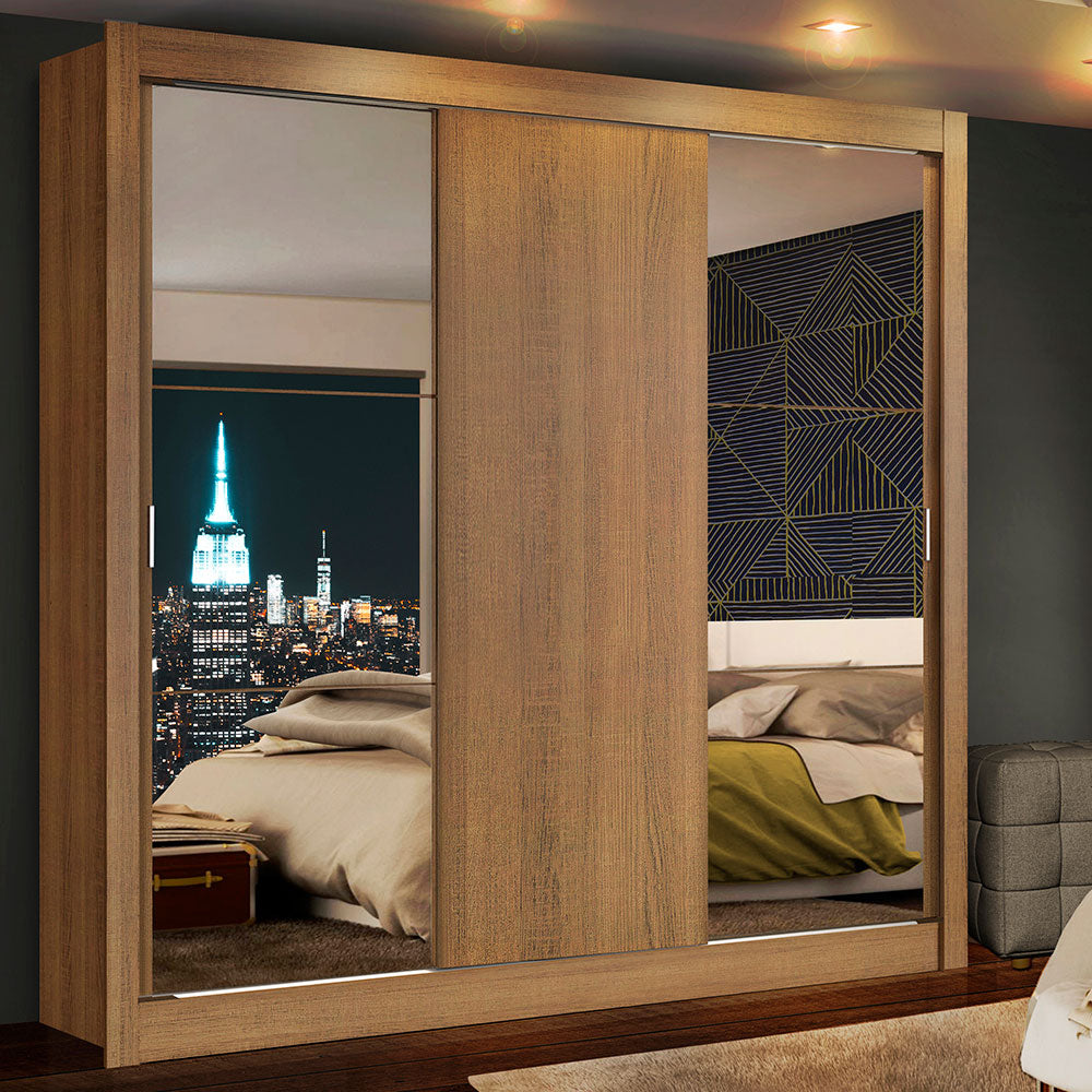 Ropero Doble Madesa Monaco 3 Puertas Corredizas 2 con Espejos - Marron