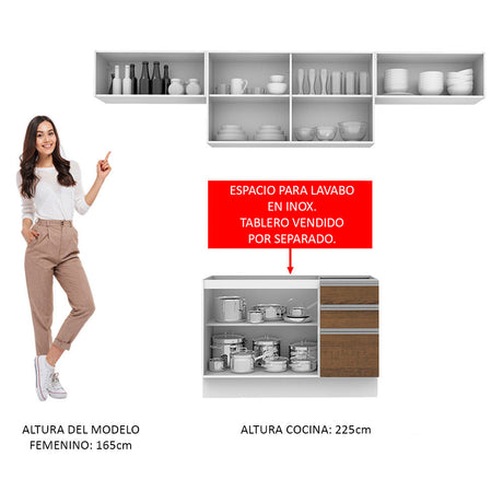 Cocina Integral 280cm Blanco Glamy Madesa 01