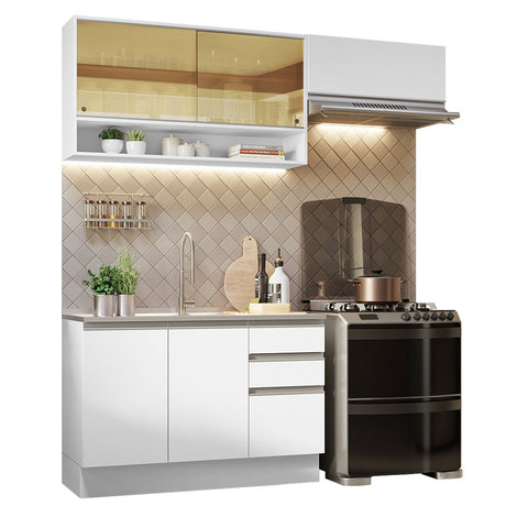 Cocina Integral 200cm Blanco Glamy Madesa 08