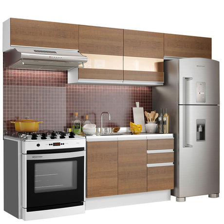 Cocina Integral 280cm Blanco/Marrón Glamy Madesa 01