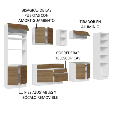 Cocina Integral 330cm Blanco/Marrón Glamy Madesa 03