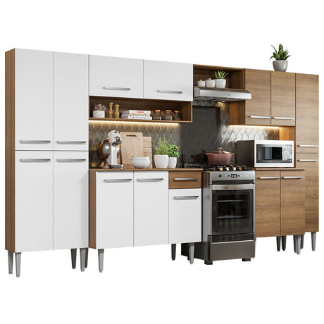 Cocina Integral 325cm Emilly Marrón/Blanco Joy Madesa 01