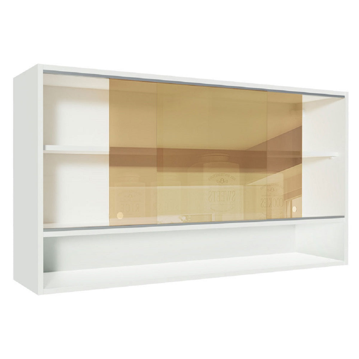 Alacena 2 Puertas Corredizas De Cristal Madesa - 120 Cm Blanco
