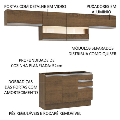 Cocina Integral 280cm Marrón Glamy Madesa 01