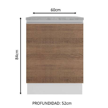 Mueble de Cocina 60 cm Con 1 Puerta Blanco/Marrón Glamy Madesa