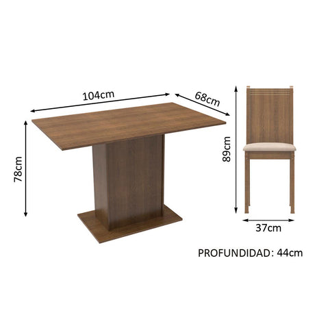 Juego de Comedor Lexy Madesa Mesa Tapa de Madera con 4 Sillas