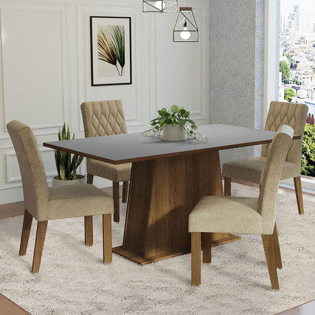 Juego de Comedor Madesa Ashley Sillas 4 Mesas Tapa de Madera - Marrón/Gris/Imperial