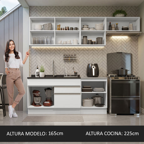 Cocina Integral 260cm Blanco Glamy Madesa 03