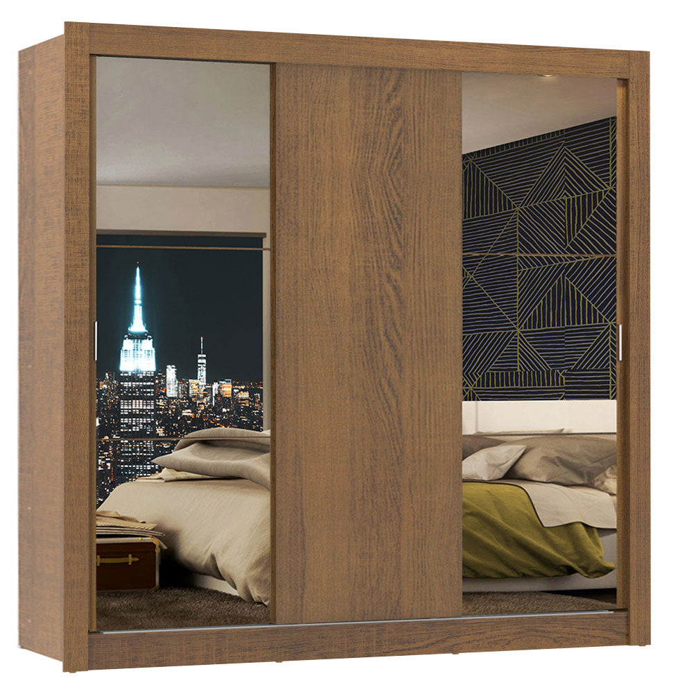 Ropero Doble Madesa Monaco 3 Puertas Corredizas 2 con Espejos - Marron