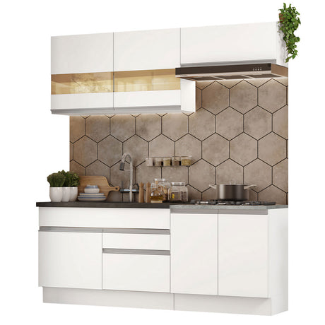 Cocina Integral 200cm Blanco Glamy Madesa 07