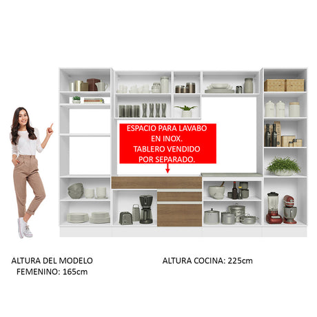 Cocina Integral 330cm Blanco/Marrón Glamy Madesa 03