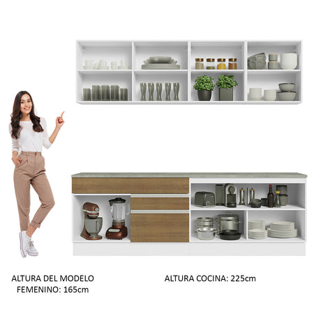 Cocina Integral 240cm Blanco/Marrón Glamy Madesa 06