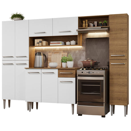 Mueble de Cocina Integral Emilly Hit 261cm Marrón/Blanco