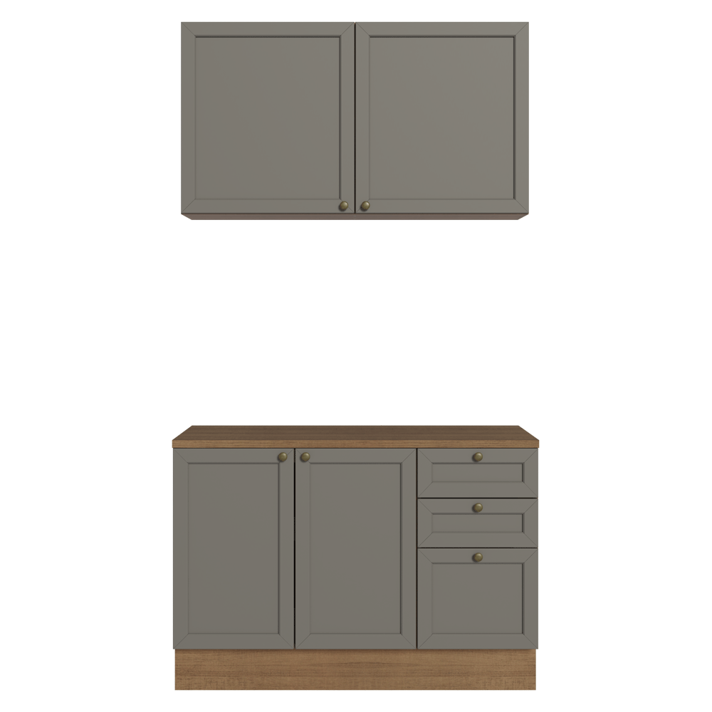 Cocina Integral 120 cm Marrón/Gris Vik Madesa 01