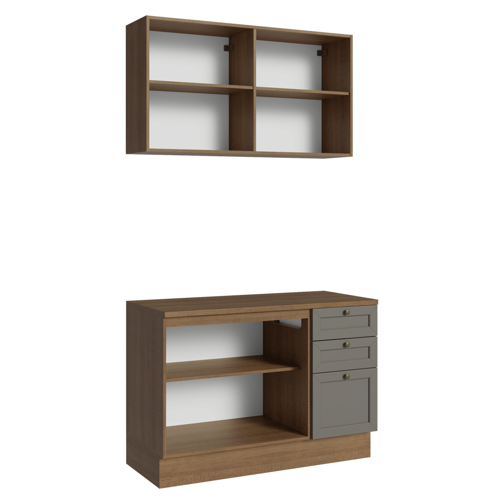 Cocina Integral 120 cm Marrón/Gris Vik Madesa 01