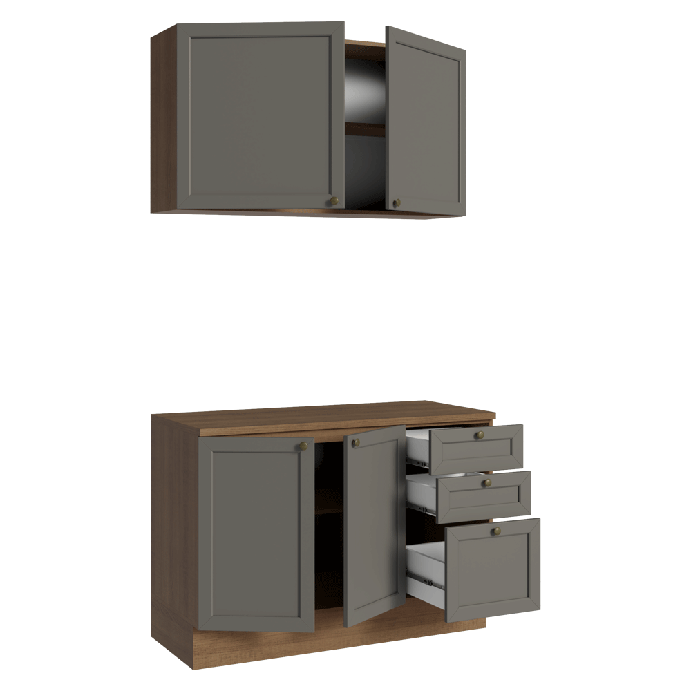 Cocina Integral 120 cm Marrón/Gris Vik Madesa 01