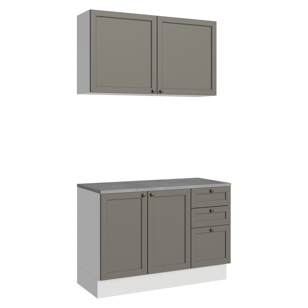 Cocina Integral 120 cm Blanco/Gris Vik Madesa 01
