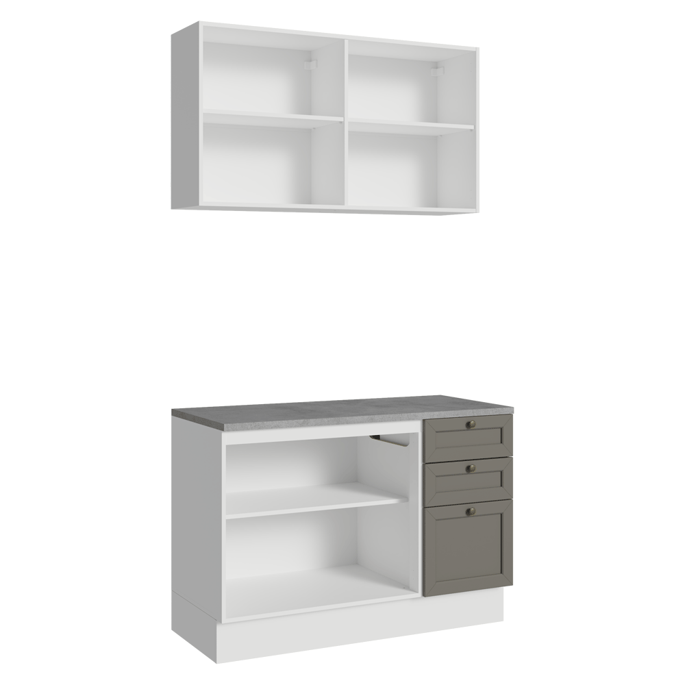 Cocina Integral 120 cm Blanco/Gris Vik Madesa 01