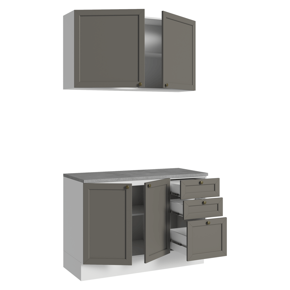 Cocina Integral 120 cm Blanco/Gris Vik Madesa 01