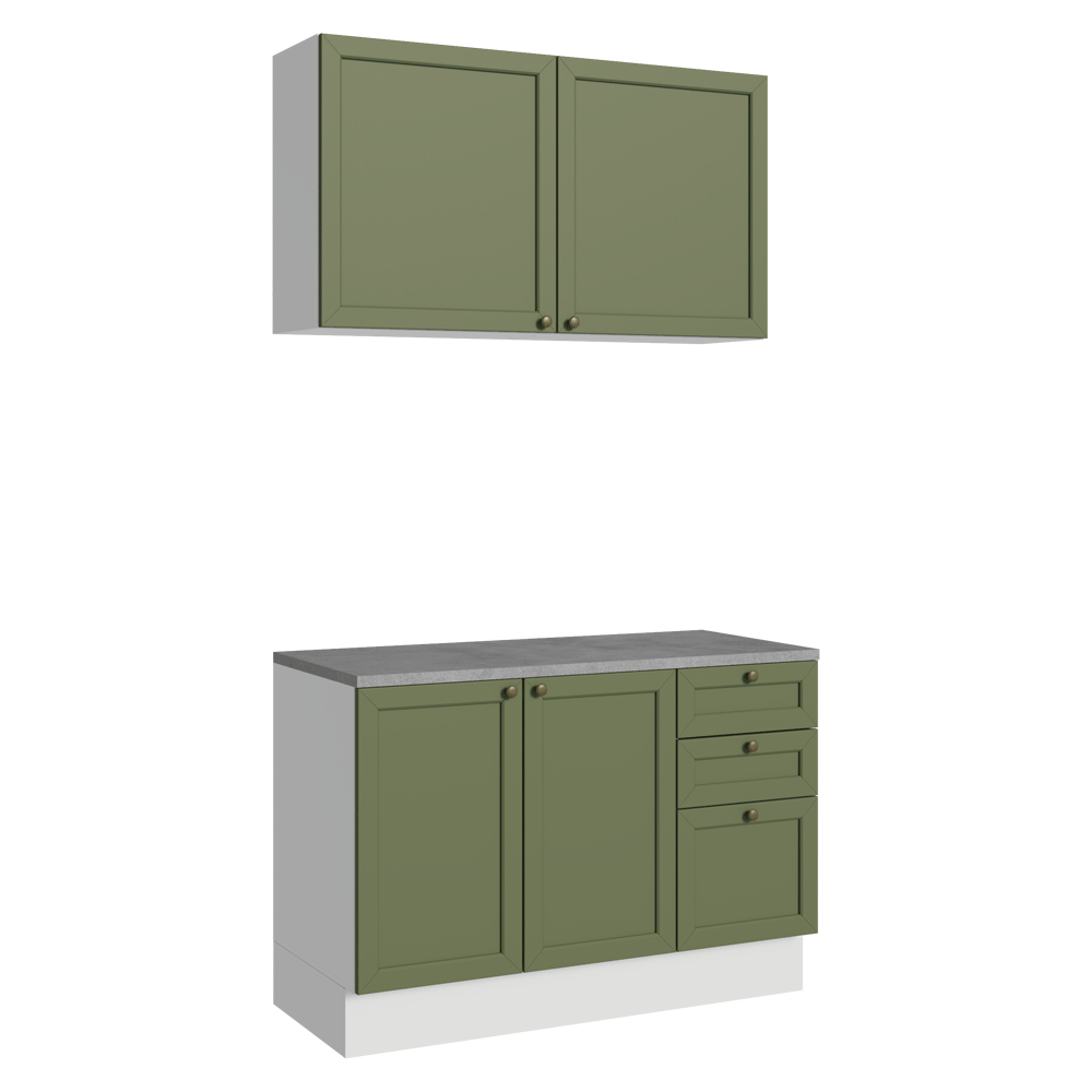 Cocina Integral 120 cm Blanco/Verde Vik Madesa 01