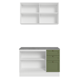 Cocina Integral 120 cm Blanco/Verde Vik Madesa 01