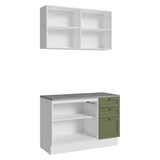 Cocina Integral 120 cm Blanco/Verde Vik Madesa 01