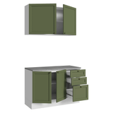 Cocina Integral 120 cm Blanco/Verde Vik Madesa 01