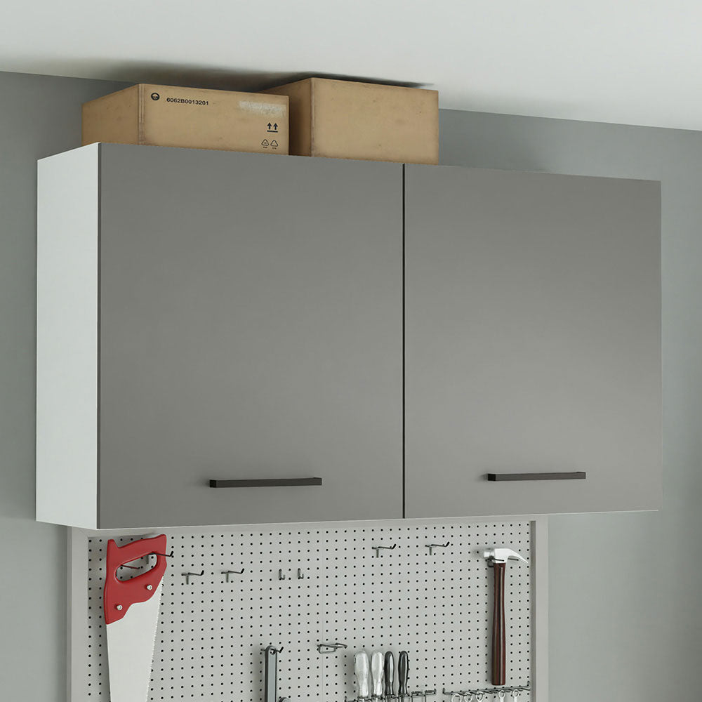 Gabinete Superior Multiuso 120 cm 2 Puertas Blanco/Gris Agata Madesa