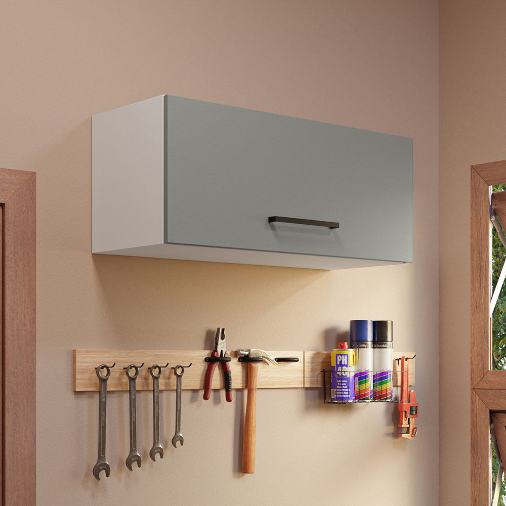 Gabinete Superior Multiuso 80 cm 1 Puerta Blanco/Gris Agata Madesa