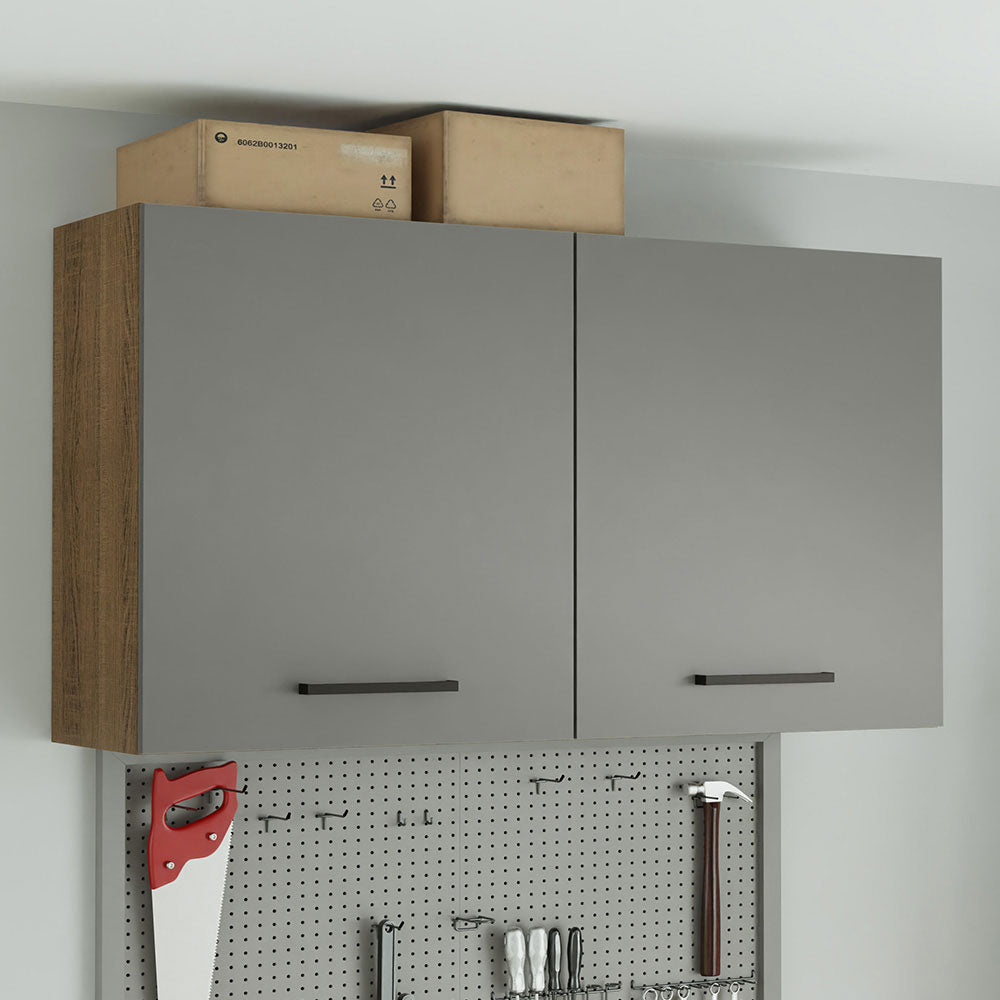 Gabinete Superior Multiuso 120 cm 2 Puertas Marrón/Gris Agata Madesa