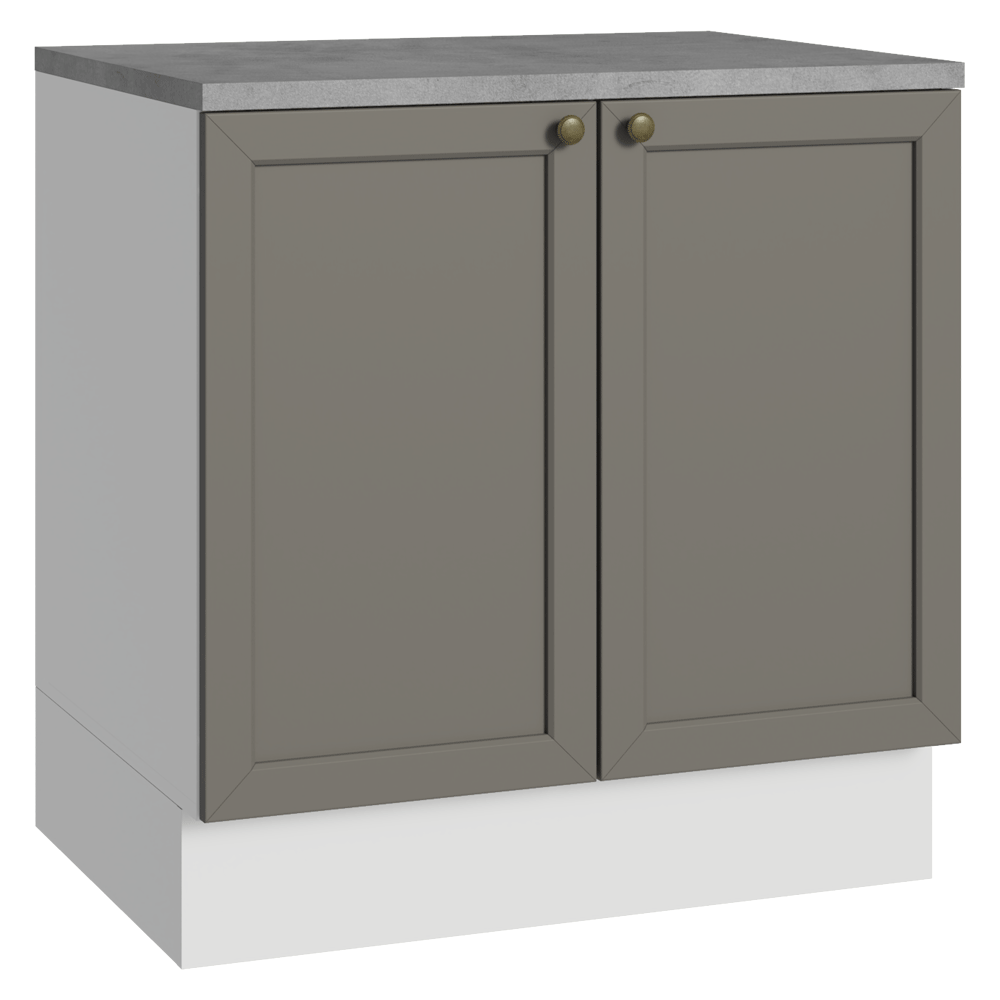 Gabinete Bajo de Cocina 80 x 60 cm 2 Puertas (Con Encimera) Blanco/Gris Vik Madesa