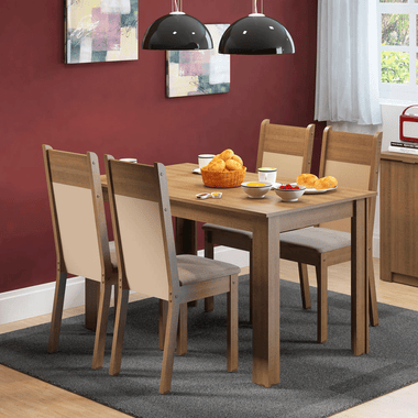 Conjunto de Comedor 4 Sillas Marrón/Crema Havana Madesa
