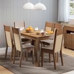 Conjunto de Comedor 6 Sillas Marrón/Crema Honduras Madesa