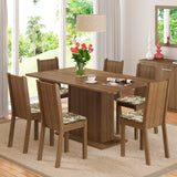 Juego de Comedor Madesa Megan Mesa con Encimera y 6 Sillas Marrón/Lírio Beige