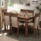 Conjunto de Comedor 6 Sillas Marrón/Crema Jaíne Madesa
