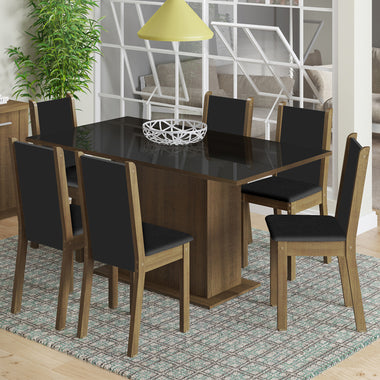 Conjunto de Comedor 6 Sillas Marrón/Negro Moscou Madesa