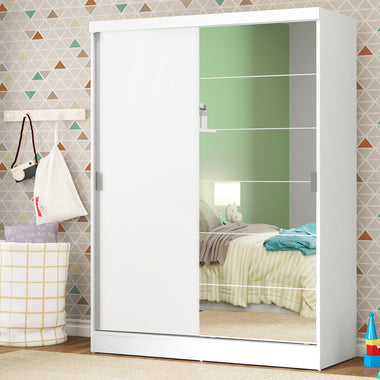 Clóset Infantil 119 cm 2 Puertas Corredizas Con 1 Espejo Blanco Nick Madesa