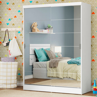 Clóset Infantil 119 cm 2 Puertas Corredizas Con 2 Espejos Blanco Nick Madesa