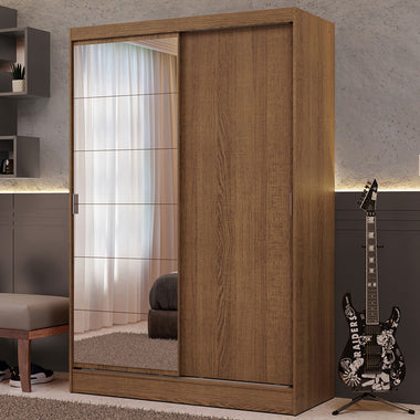 Clóset Soltero 119 cm 2 Puertas Corredizas Con 1 Espejo Marrón Luke Madesa